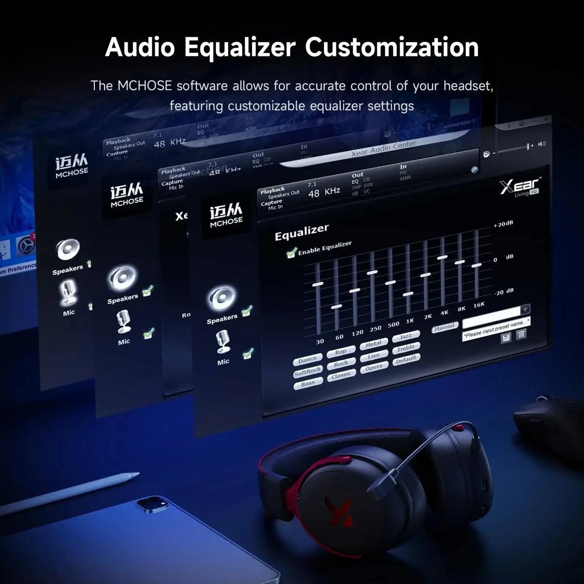 V9 Pro Wireless Gaming Headset 7.1Surround Sound Headphones Noise Canceling Mic Low Latency Lightweight for PS5 PC SWITCH