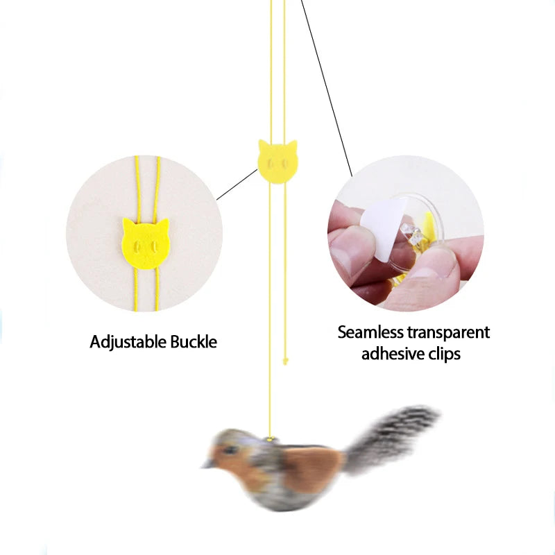 Interactive Chirping Bird Cat Toy | 1pc Hanging Bite-Resistant Feather Toy Realistic Sound Cat Teaser for Kittens Indoor Play