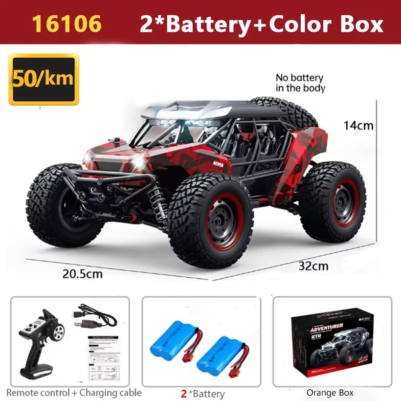 1:16 4WD RC Car 70KM/H Or 50KM/H With LED Light 2.4G Remote Control Cars High Speed Drift Monster 4x4 Truck for Children Gif