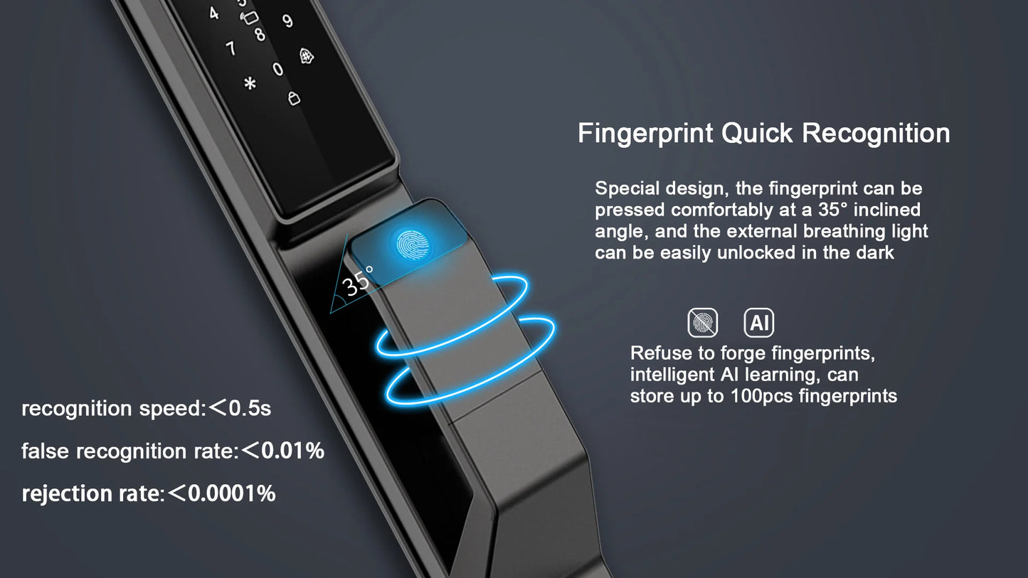 Alexa Voice Control Smart Door Lock Tuya APP 3D Face Recognition Electronic Digital Smart Door Lock With Camera