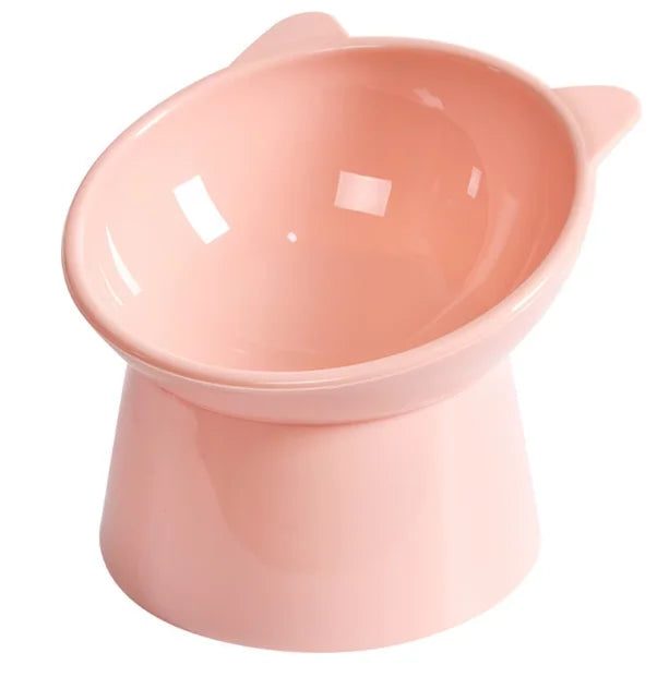 Elevated Cat Bowls Set with Cat-Ear Shape, Raised Heavy-Duty Feeder with Anti-Slip Base & Comfort Neck Design for Indoor Cats