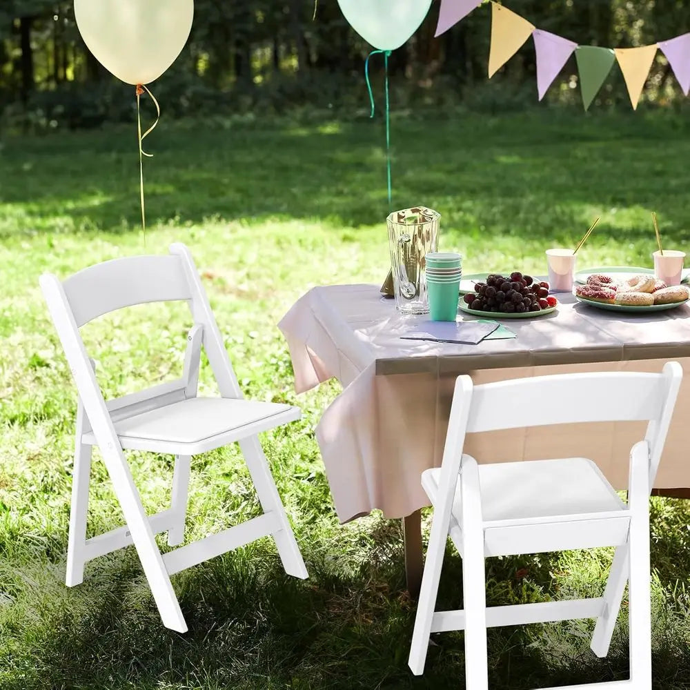 Patio Chairs Set of 4, Resin Folding Chairs with Cushion, Foldable Plastic Chair with Comortable Padded Seats, Outdoor Furniture
