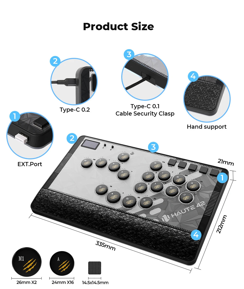 C-AT Magnetic Leverless Hitbox Controller Stickless Arcade Controller Keyboard For PC/PS4/PS5/Switch Hitbox Fightstick