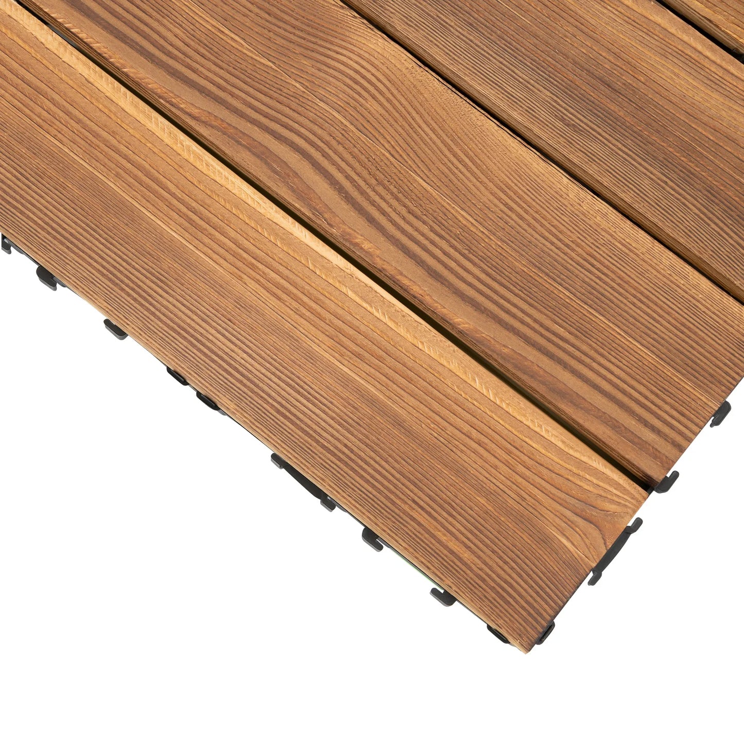 36 PCS 12"x12" Solid Wood Floor Tile Non-slip Waterproof Hardwood Interlocking Deck Tiles Garden Balcony Outdoor Flooring Decor