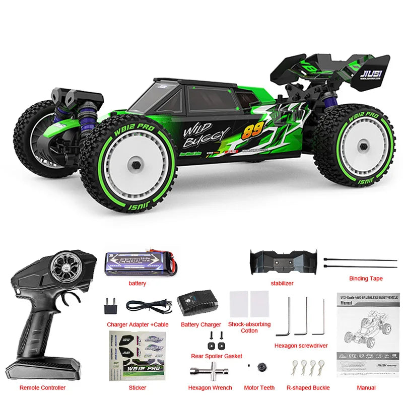 JIUSI 1/12 4WD WB12 Pro Rc Car 4x4 Off-Road Rc Truck Brushless 3600KV 80km/h High-Speed 2.4G Remote Control 3S 35C 2200mAh Toy Car Rc Cars For Adults Local Shipping From US