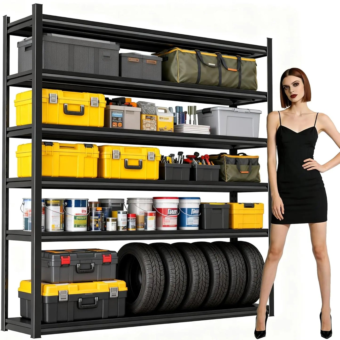 Metal Garage Shelving Unit, Heavy Duty Garage Storage Shelves, Adjustable Shelf for Warehouse, Kitchen, Basement,, Customized