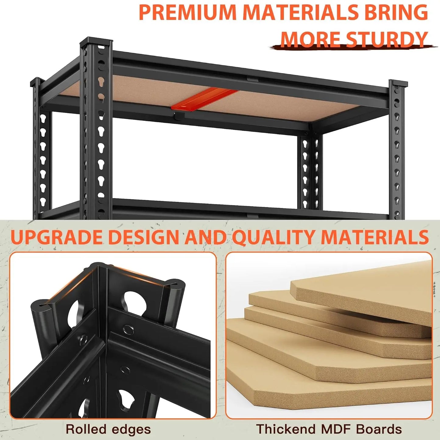 5 Tier Storage Shelves 2100LBS Garage Shelving, Adjustable Shelving Units, Metal Utility Shelf for Kitchen Pantry, Customized