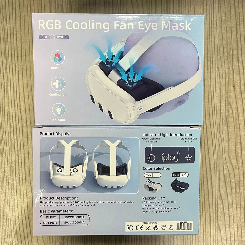 Cooling Fan Face Cover Facial Interface Radiator Rechargeable Cool Mask with Anti-Leakage Nose Pad for Meta Quest 3 VR Headset