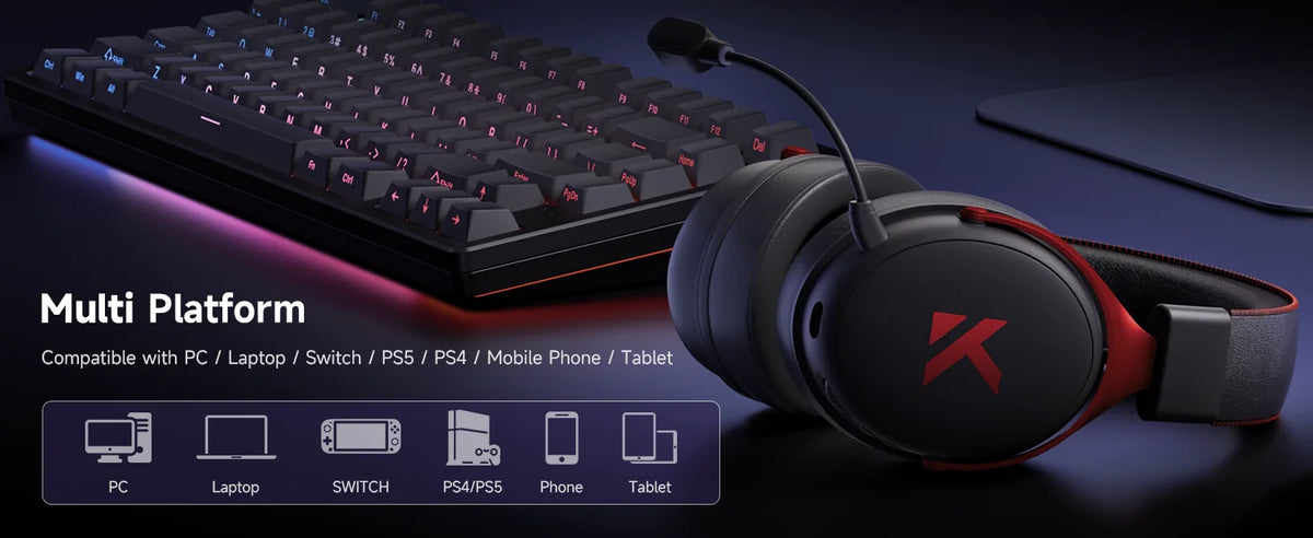 V9 Pro Wireless Gaming Headset 7.1Surround Sound Headphones Noise Canceling Mic Low Latency Lightweight for PS5 PC SWITCH