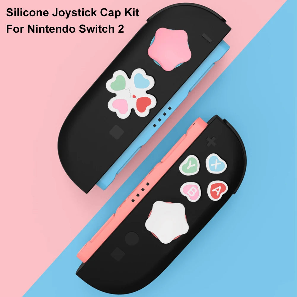 Silicone Soft D-pad Cross Button Caps For Nintendo Switch2 Joy-Con Handle Grips Cover Thumb Stick ABXY Key Sticker Skin Case