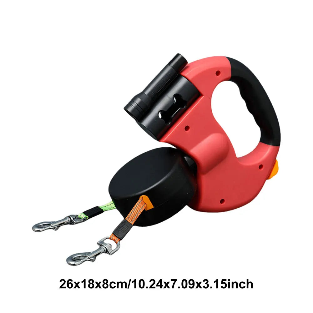Double Headed Dog Leash Traction Rope 360 Degree Swivel Dual Pet Leash Retractable Dog Leash for Small Medium Dogs