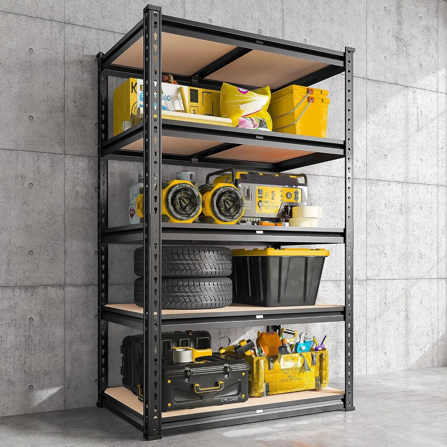 5 Tier Heavy Duty Metal Shelving 2000LBS Capacity Adjustable Garage Shelves for Pantry Storage Customized Organization Solution