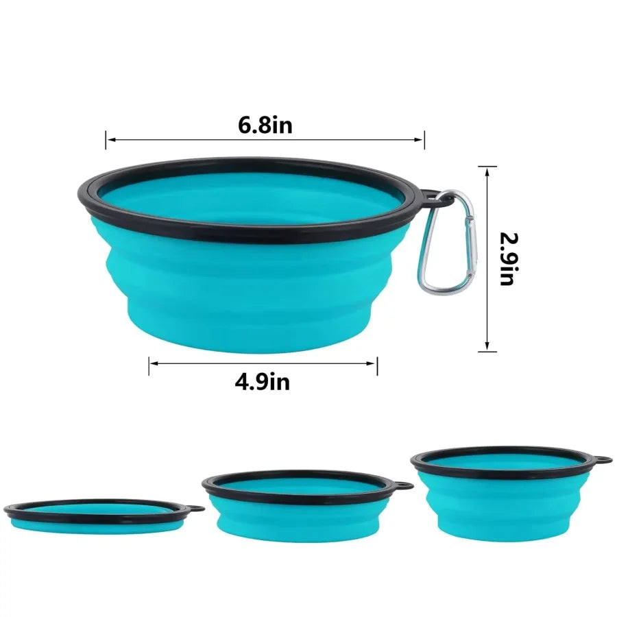 1Pc Green/Green Foldable Dog Bowl, Pet Feeding Water Bowl, Space-Saving Foldable Design with Stable Unfolding, Multifunctional