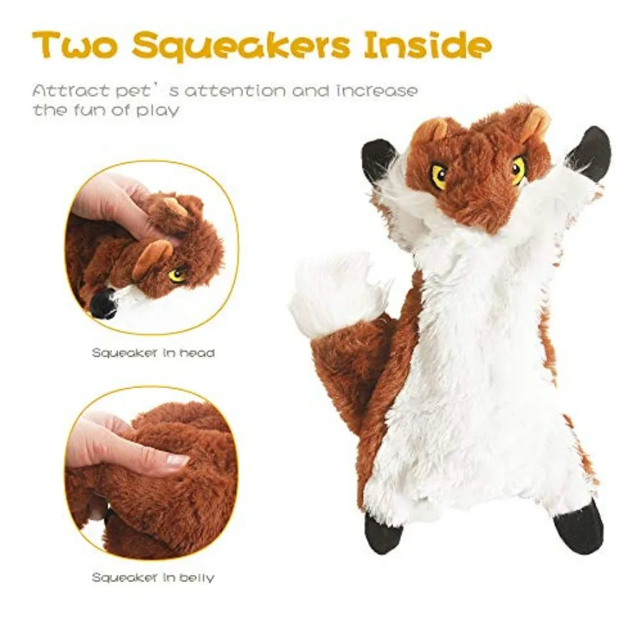 Dog Squeak Toys, No Stuffing Plush Dogs Chew Toy Bundle for Small Medium Large Breed Chewer Tough Durable Squeaky Pet Fetch Pup