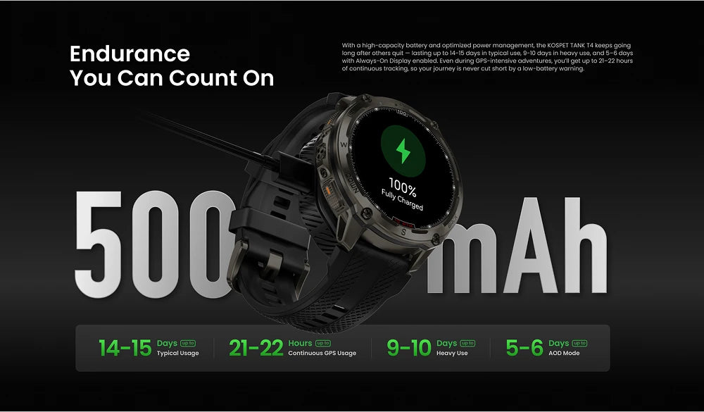 T4 Smart Watch for Men 6-Sat GPS Offline Maps 10ATM Waterproof Heart Rate Diving Skiing Hiking for Android iOS