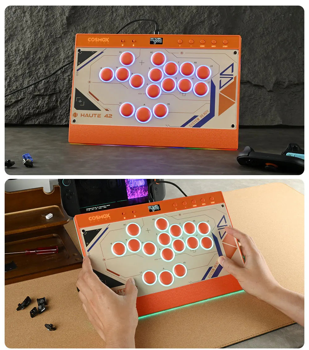 New C16 Orange Magnetic Stickless Arcade Stick Leverless Hitbox Controller for For PC/PS4/PS5/Switch Leverless Stick