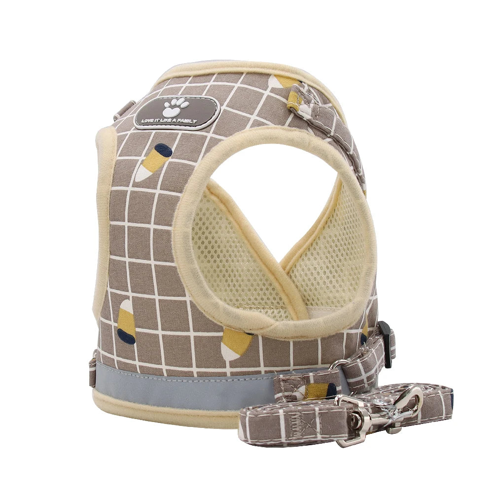 Pet Puppy Harness with Leash, Cat Collar, Breathable Dog Harness, Reflective Dog Leash, Poodle Pet Supplies