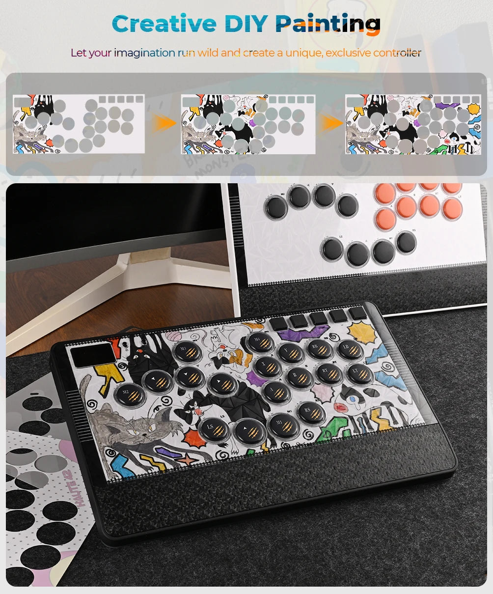 C-AT Magnetic Leverless Hitbox Controller Stickless Arcade Controller Keyboard For PC/PS4/PS5/Switch Hitbox Fightstick