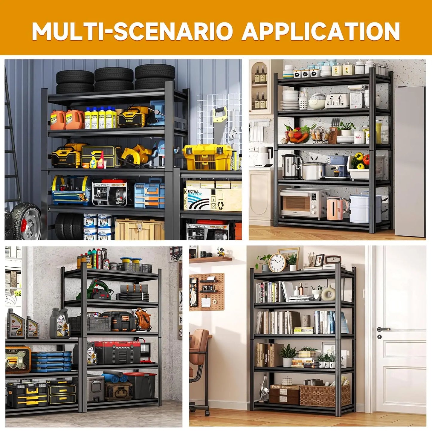 Metal Garage Shelving Unit, Heavy Duty Garage Storage Shelves, Adjustable Shelf for Warehouse, Kitchen, Basement,, Customized
