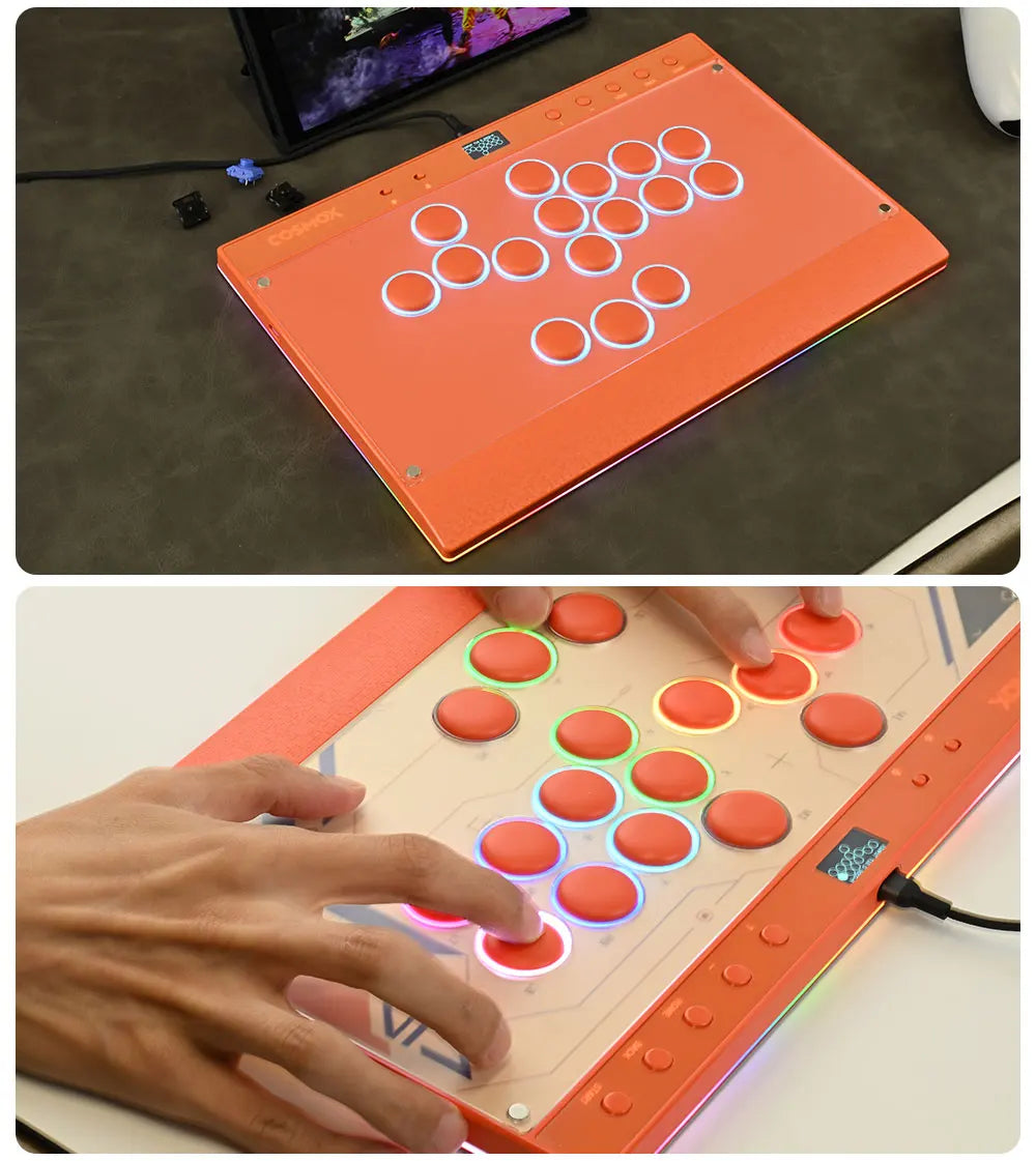 New C16 Orange Magnetic Stickless Arcade Stick Leverless Hitbox Controller for For PC/PS4/PS5/Switch Leverless Stick