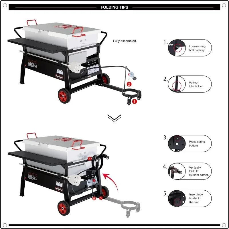 CFB2001 150 QT Crawfish Boiler, Outdoor Double Sack Propane Gas Cooker with Folding Cylinder Mounting Bracket and Stirring