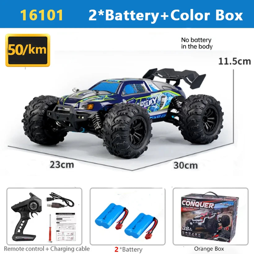 1:16 4WD RC Car 70KM/H Or 50KM/H With LED Light 2.4G Remote Control Cars High Speed Drift Monster 4x4 Truck for Children Gif