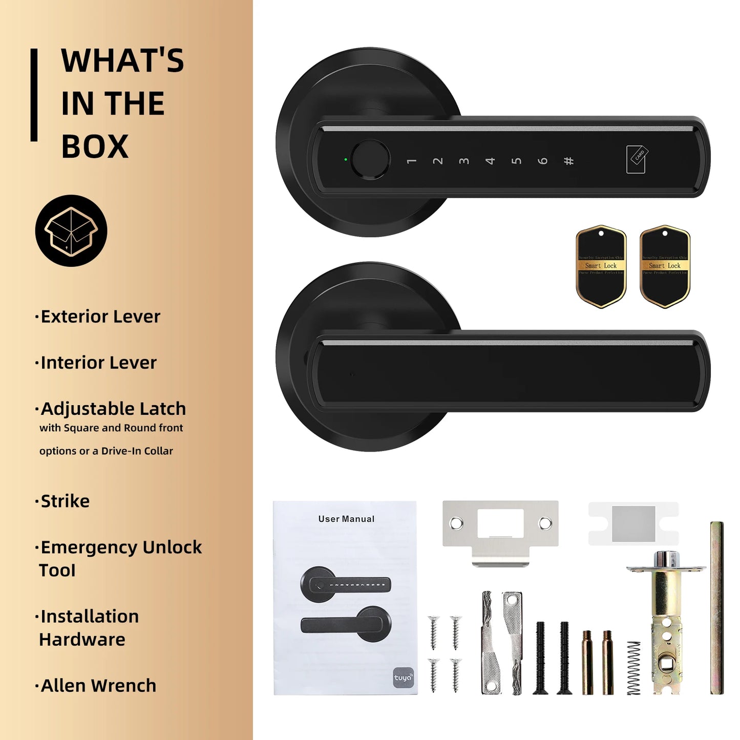 Handle Shaped Smart Lock Fingerprint Door Lock App Control Passcode Unlock Electronic Touchscreen Keypad Indoor