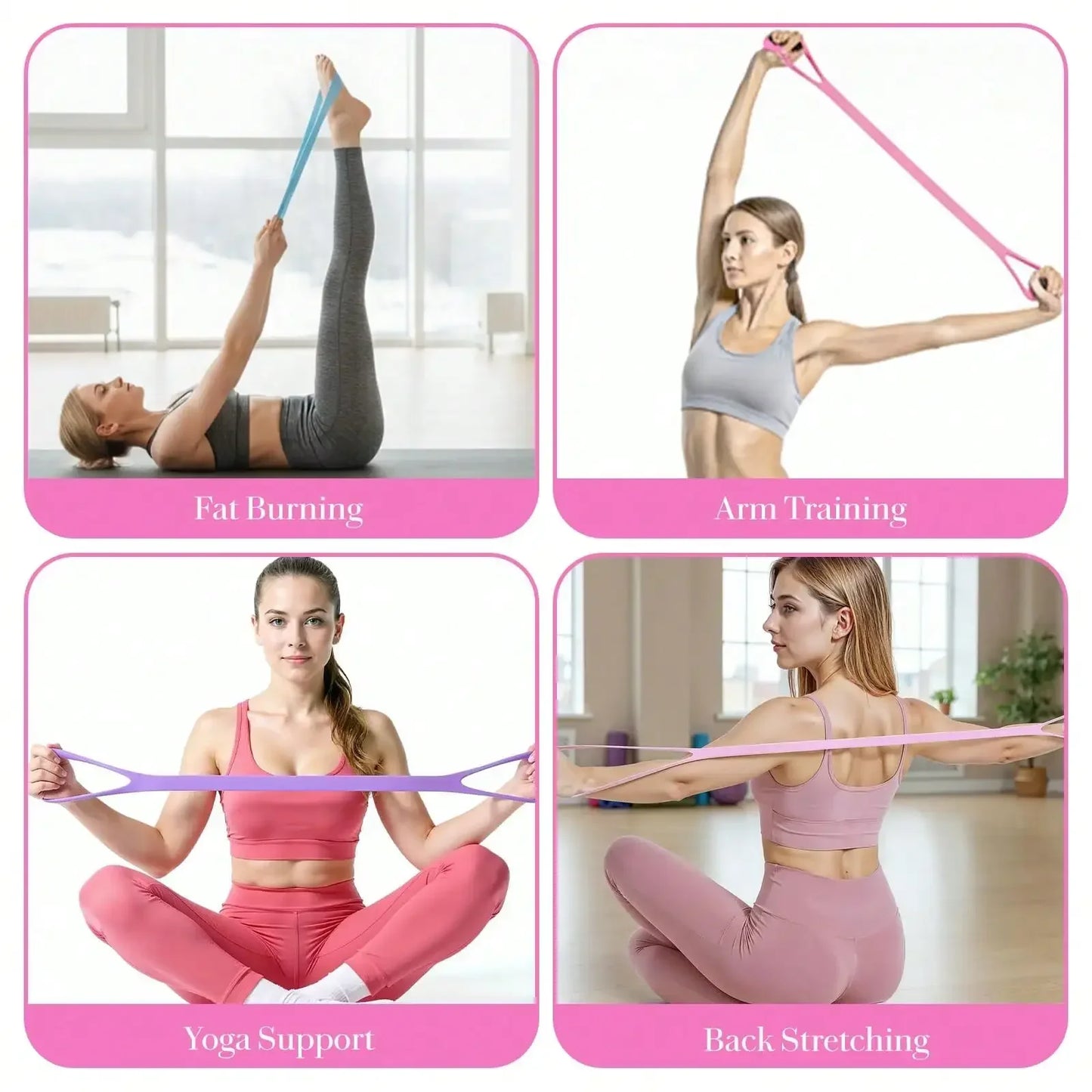 2026 3pcs Exercise Band, Figure 8 Fitness Resistance Band, Arm Back Shoulder Training Elastic Ropes, Silicone Resistance Band For Chest Expander, Yoga Gym