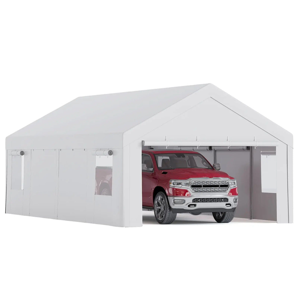 13x25FT Heavy Duty Carport Portable Garage Canopy Shelter, Roll-Up Windows, Removable Sidewalls & Doors For SUV, Truck & Boat