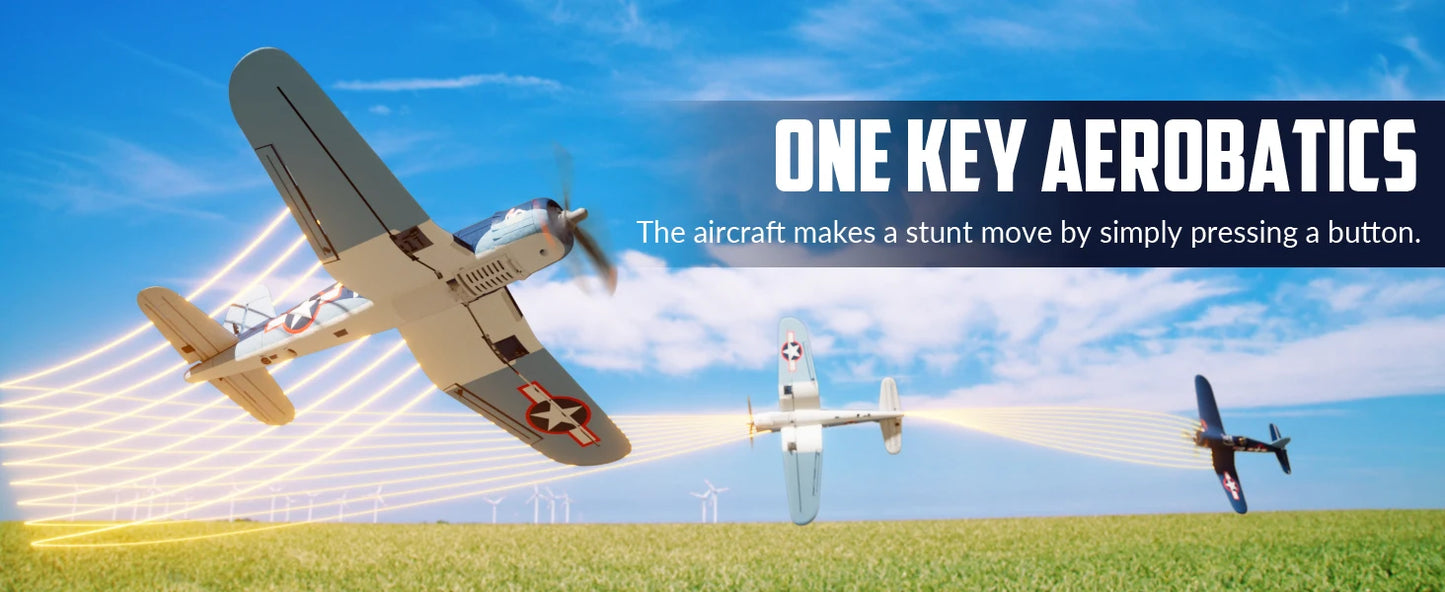 Volantexrc Brushless RC Plane F4U 4 Channel Remote Control Airplanes with 6-Axis Gyro 3 Modes & Aerobatics 2.4GHz Radio Controlled Aircraft for Beginners & Adults 768-3