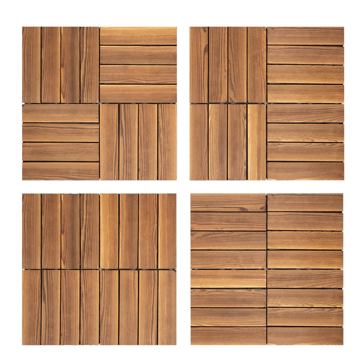 36 PCS 12"x12" Solid Wood Floor Tile Non-slip Waterproof Hardwood Interlocking Deck Tiles Garden Balcony Outdoor Flooring Decor