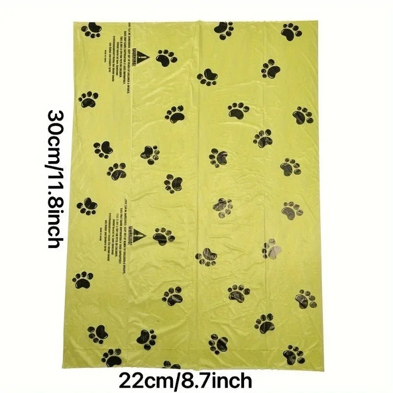 10Pcs Extra Thick Dog Poop Bags (22x30cm), Leak-Proof Paw Print Pet Waste Bags