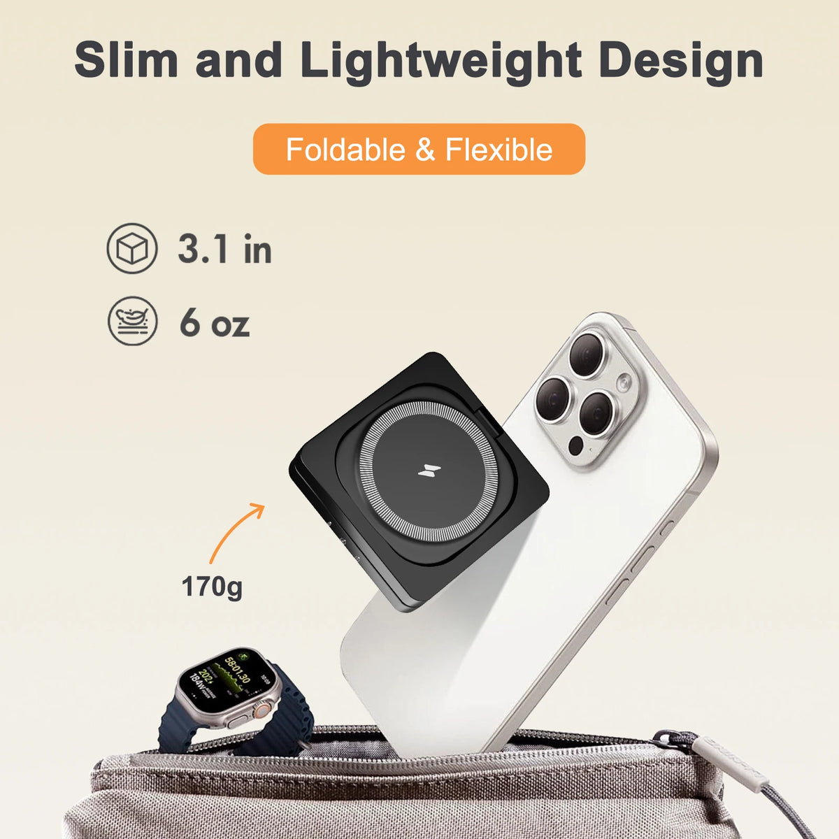 Magnetic Wireless Charger 3-in-1 Folding Fast Charging Station Foldable Travel for Magsafe  iPhone 17/16/15/14/13 Watch Airpods