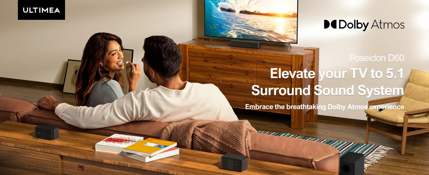 ULTIMEA 5.1 Soundbar with Dolby Atmos, 3D Surround System Soundbar for TV with Wireless Subwoofer,  APP Control, Home Theater TV