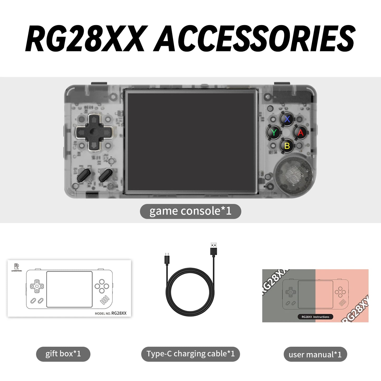 RG28XX Handheld Game Console 2.83'' IPS Screen Video Output Portable Video Player Ebook Reader Player Gifts Mini