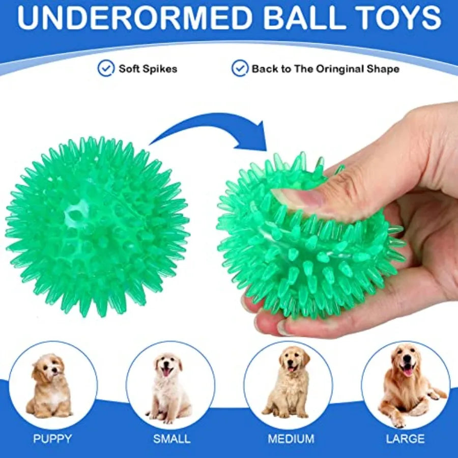 36 Pcs Squeaky Balls for Dogs 2.5 Inch Spiky Pet Chew Balls Interactive Fetch Toys for Puppy Teeth Cleaning and Training Red-xq