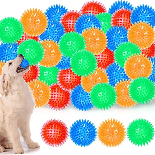 36 Pcs Squeaky Balls for Dogs 2.5 Inch Spiky Pet Chew Balls Interactive Fetch Toys for Puppy Teeth Cleaning and Training Red-xq