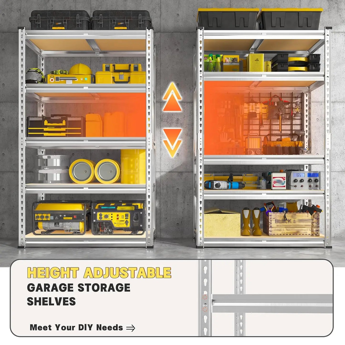 5 Tier Heavy Duty Metal Shelving 2000LBS Capacity Adjustable Garage Shelves for Pantry Storage Customized Organization Solution
