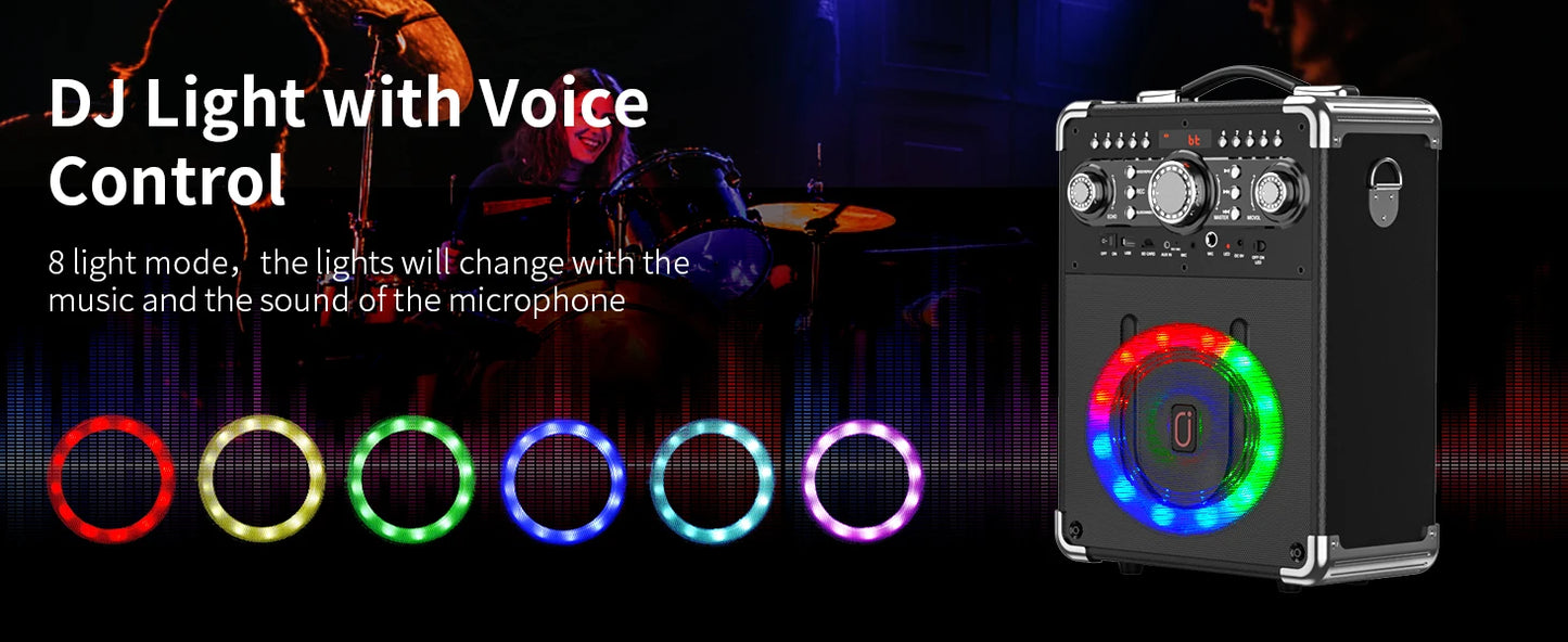 S8-T Kara Ok with 3 Microphones,Portable Bluetooth 5.3 Kara Ok Speaker, Suitable for Outdoor Activities, Parties and Parties