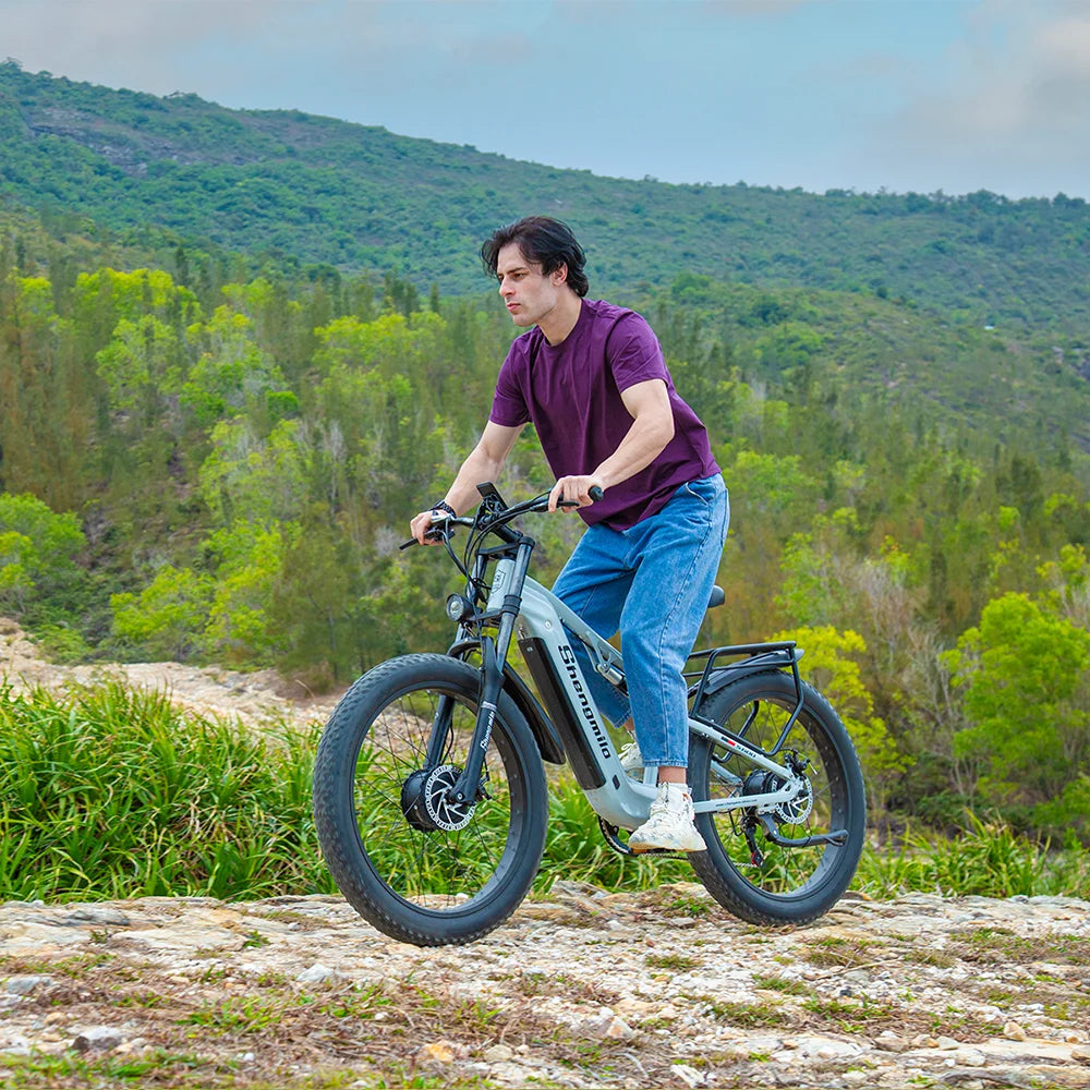 Shengmilo S600 26 inches adult electric mountain bike, 2000W dual motor ebike 7-speed electric bicycle，Fat Tire ebike17.5ah