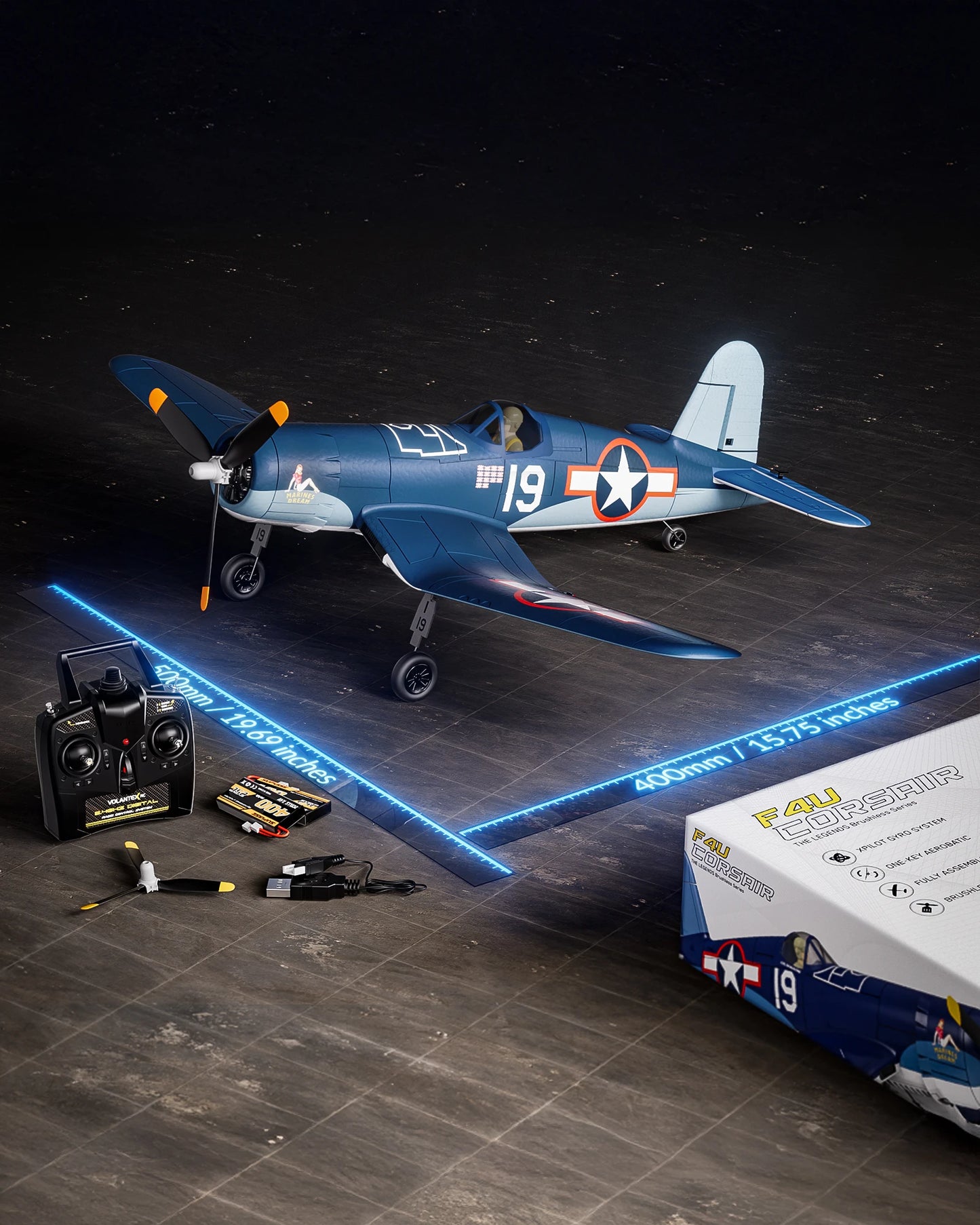 Volantexrc Brushless RC Plane F4U 4 Channel Remote Control Airplanes with 6-Axis Gyro 3 Modes & Aerobatics 2.4GHz Radio Controlled Aircraft for Beginners & Adults 768-3
