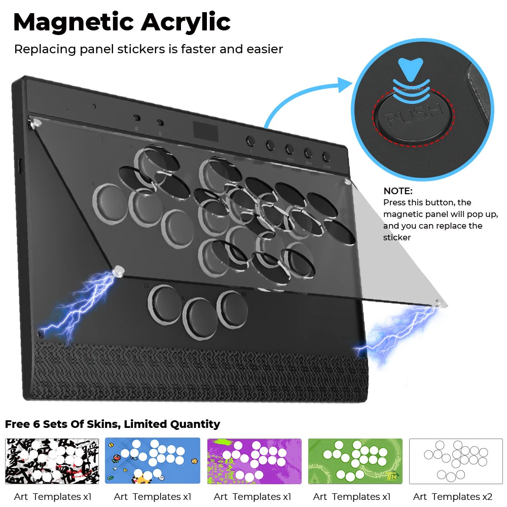New C16 Orange Magnetic Stickless Arcade Stick Leverless Hitbox Controller for For PC/PS4/PS5/Switch Leverless Stick