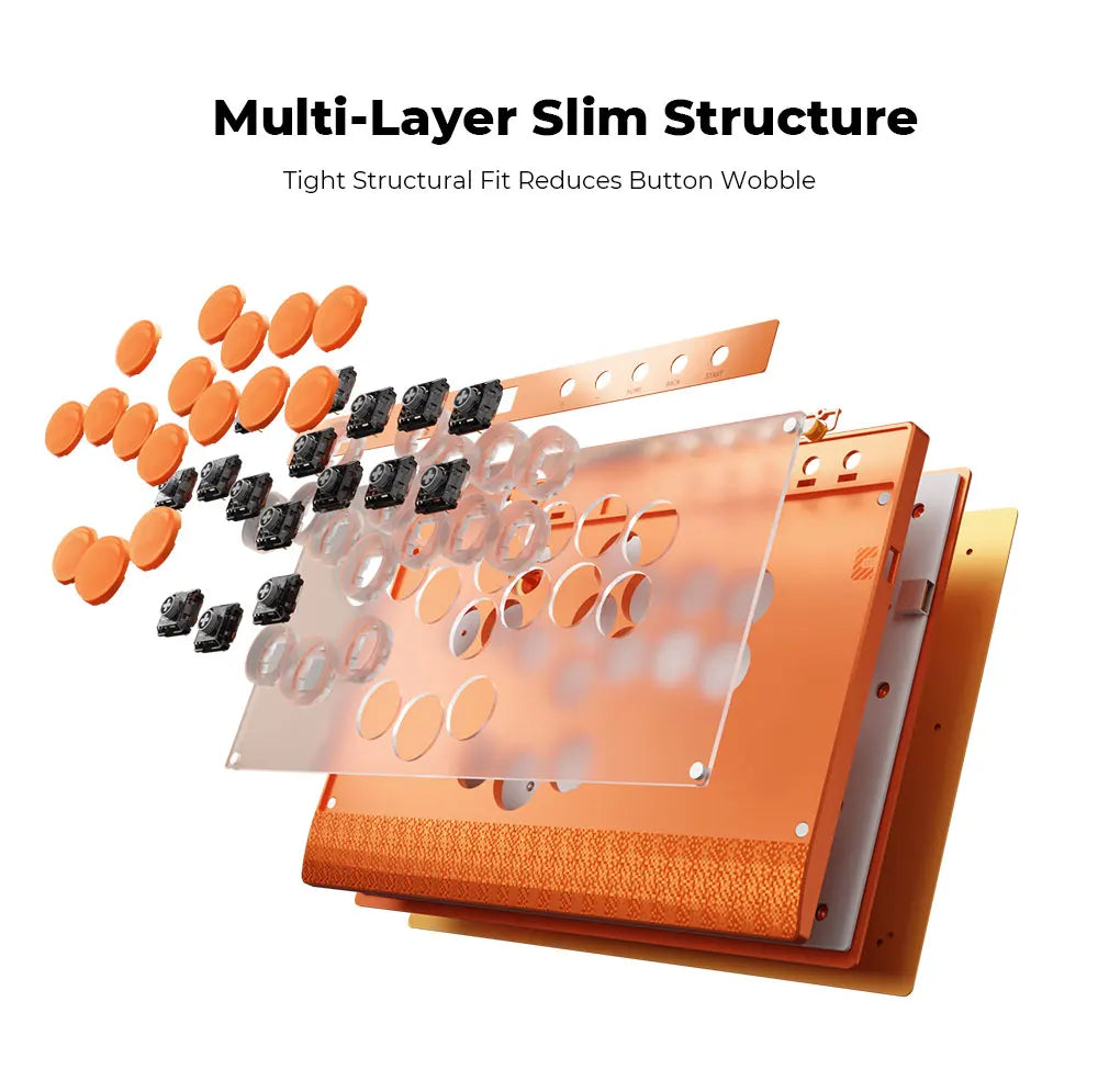 New C16 Orange Magnetic Stickless Arcade Stick Leverless Hitbox Controller for For PC/PS4/PS5/Switch Leverless Stick