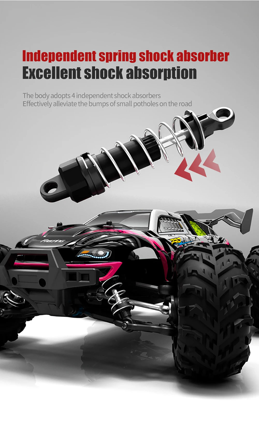 1:16 4WD RC Car 70KM/H Or 50KM/H With LED Light 2.4G Remote Control Cars High Speed Drift Monster 4x4 Truck for Children Gif