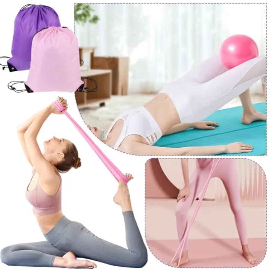 21 Pcs Pilates Ring Circle Set for Women, Includes 9.8 in Ball Yoga, Ring Stretching, Strap Bands, Non Slip Socks, Back Bags fo