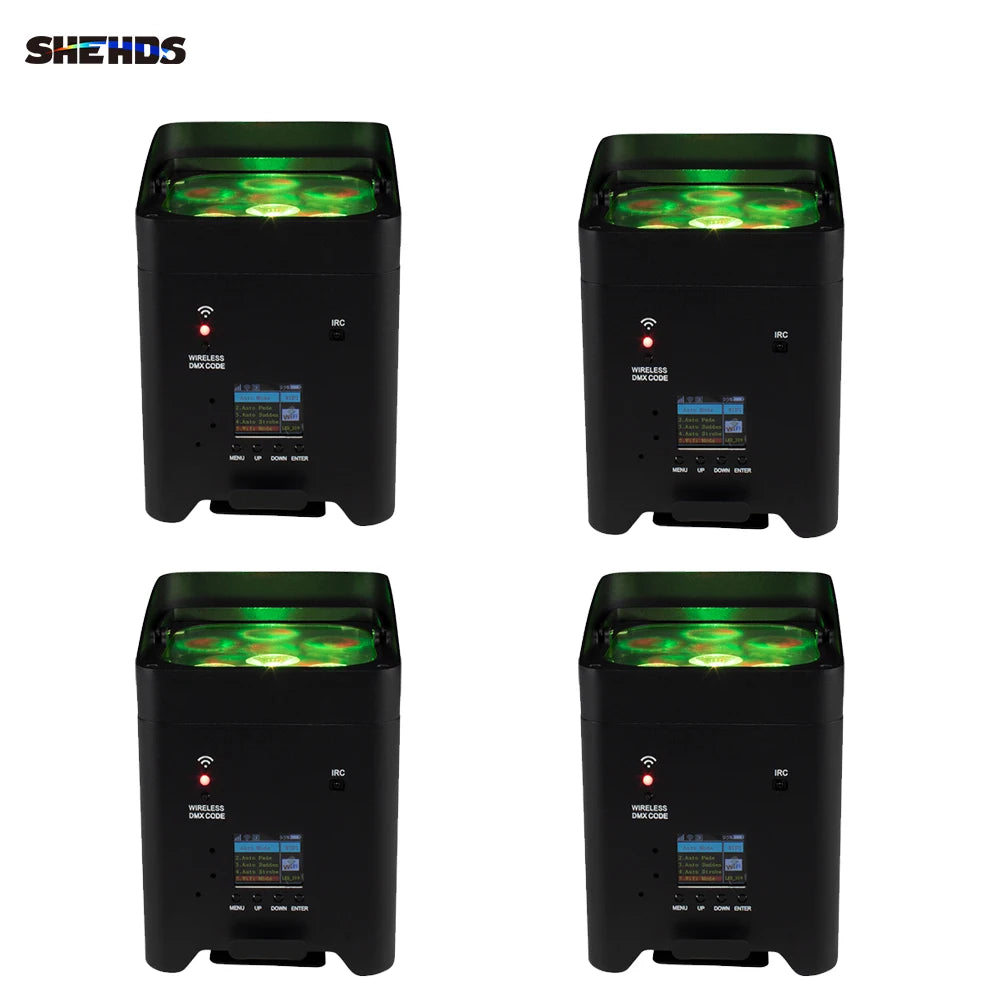 SHEHDS 4Pcs/6pcs/8pcs Wireless Remote Control Wifi APP Smart LED Par 6x18W 6in1 RGBAW+UV Battery lamp For DJ Disco