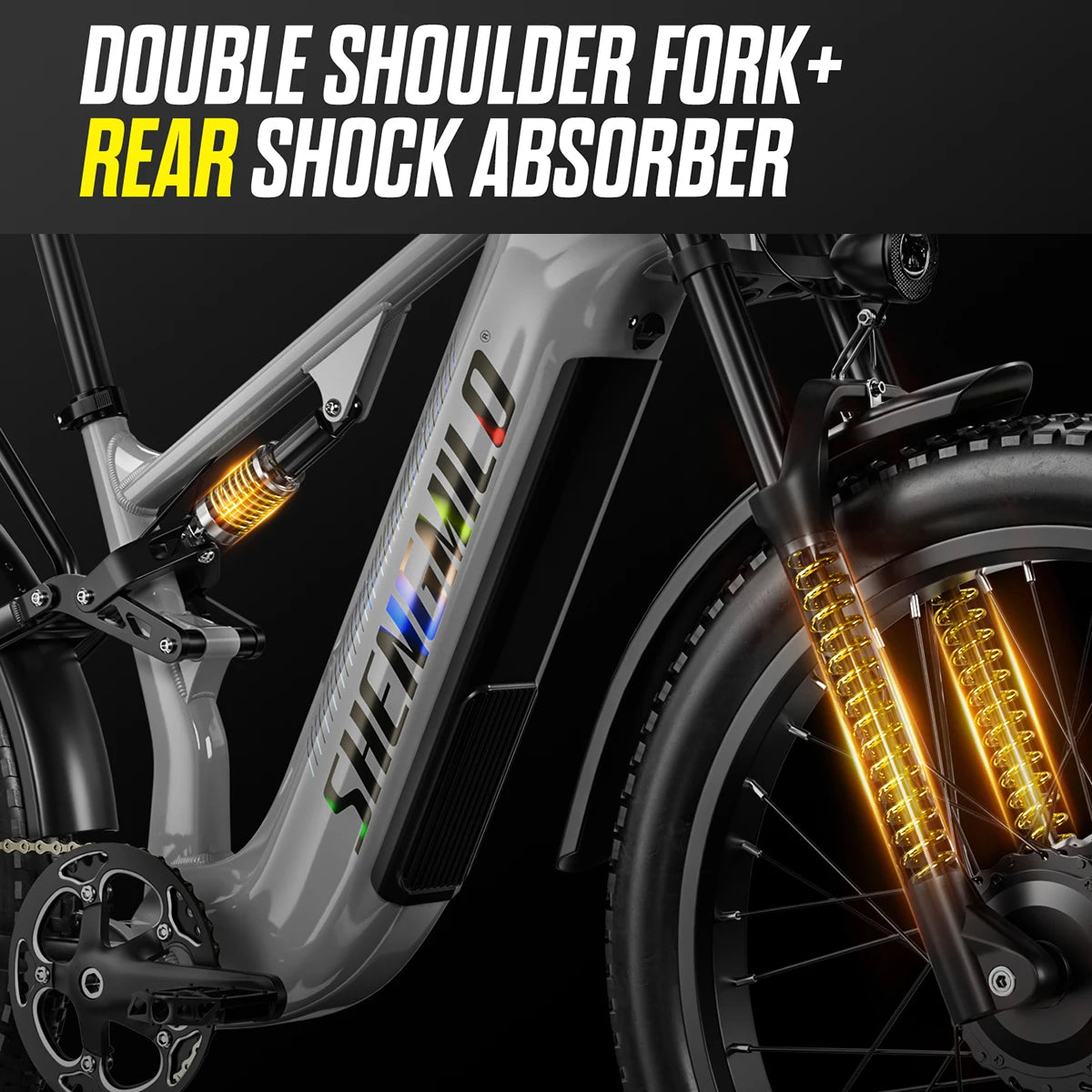 Shengmilo S600 26 inches adult electric mountain bike, 2000W dual motor ebike 7-speed electric bicycle，Fat Tire ebike17.5ah