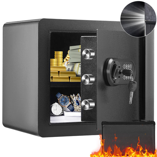 1.2Cubic Feet Electronic Safe Deposit Safe Box W/ Digital Access & Override Keys for Money Gun Jewelry Document Home