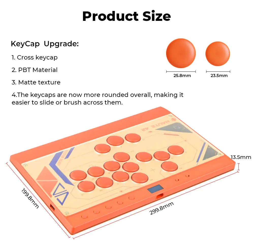New C16 Orange Magnetic Stickless Arcade Stick Leverless Hitbox Controller for For PC/PS4/PS5/Switch Leverless Stick