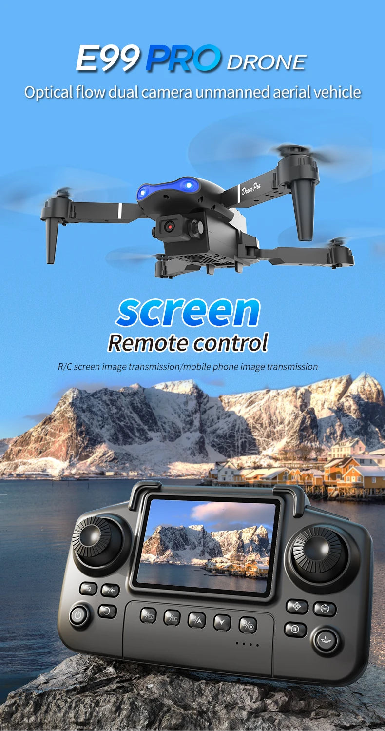 RC Quadcopter Brushless Motor One Key Takeoff Landing Return 360° Rolling Headless Mode Dual Screen Switch LED Light Hobby Drone